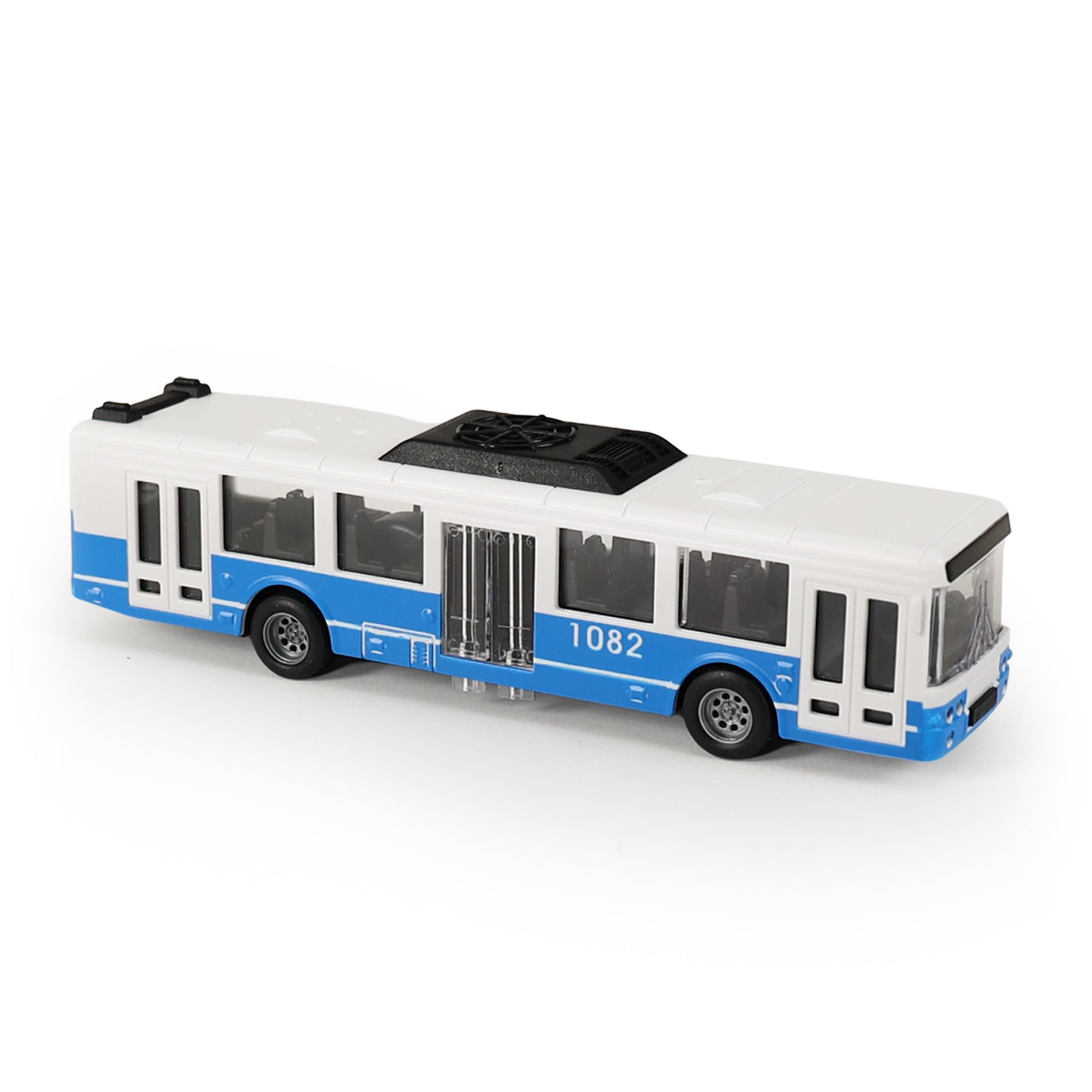 Blue city bus with opening doors 16 cm