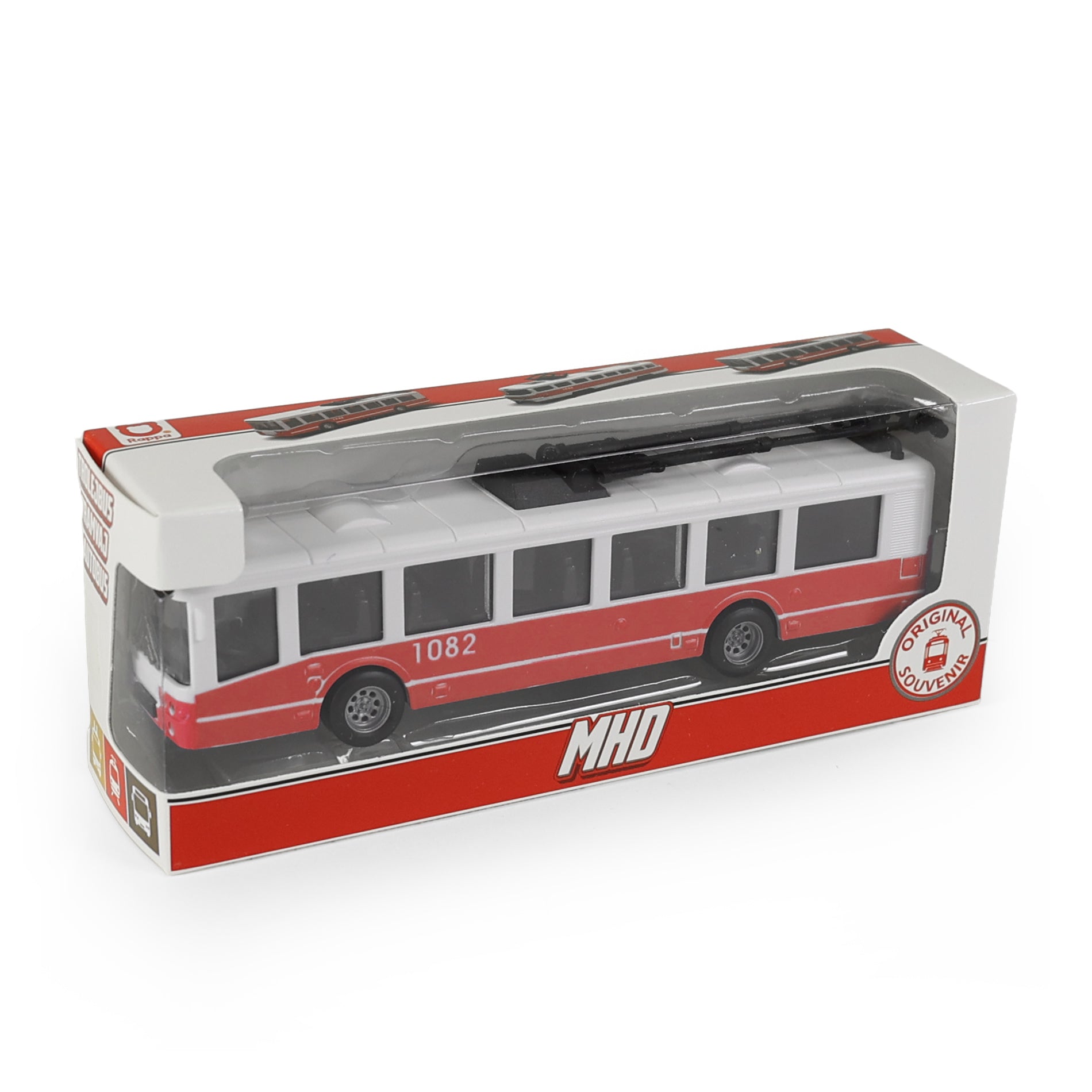 Red city trolleybus 16 cm with opening doors