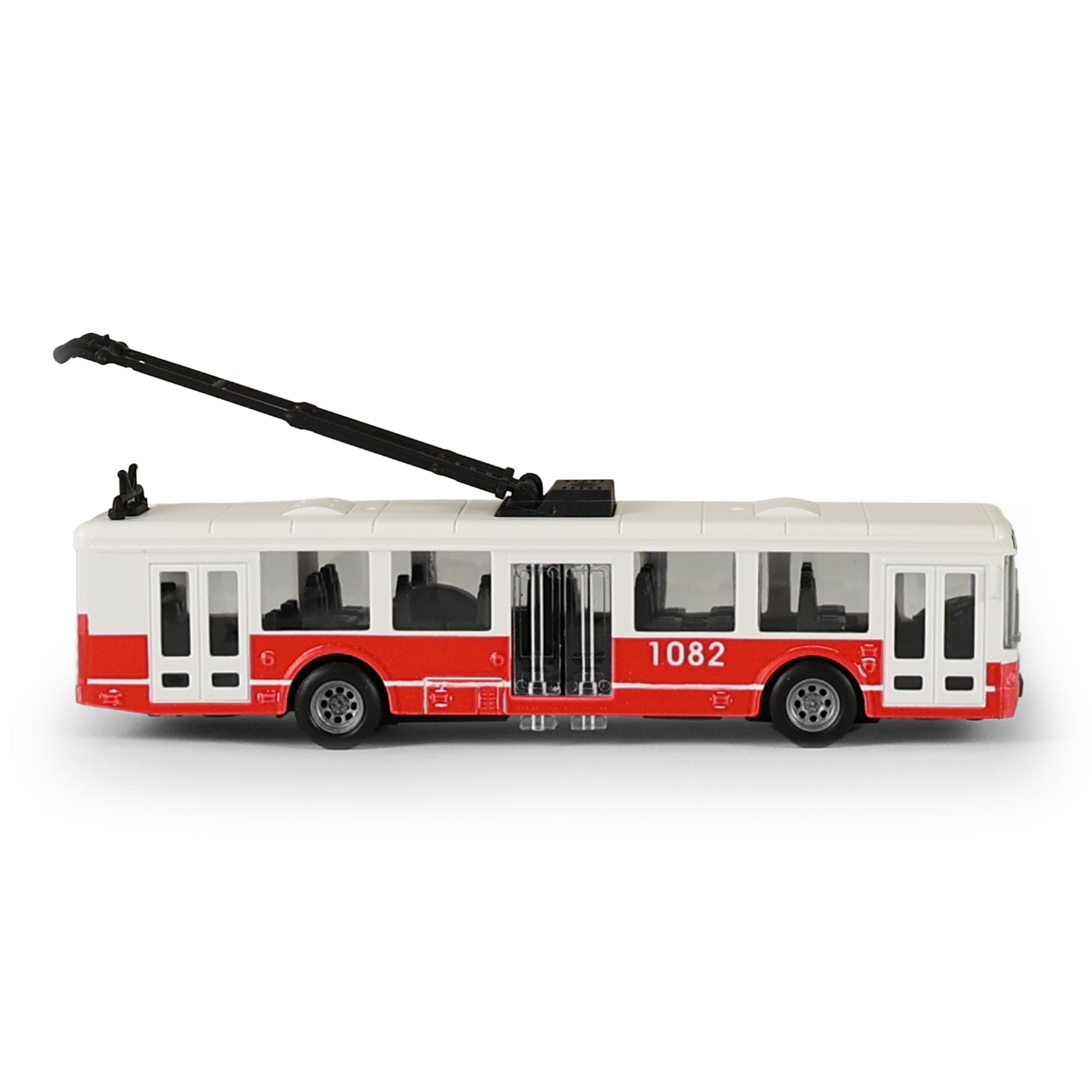 Red city trolleybus 16 cm with opening doors