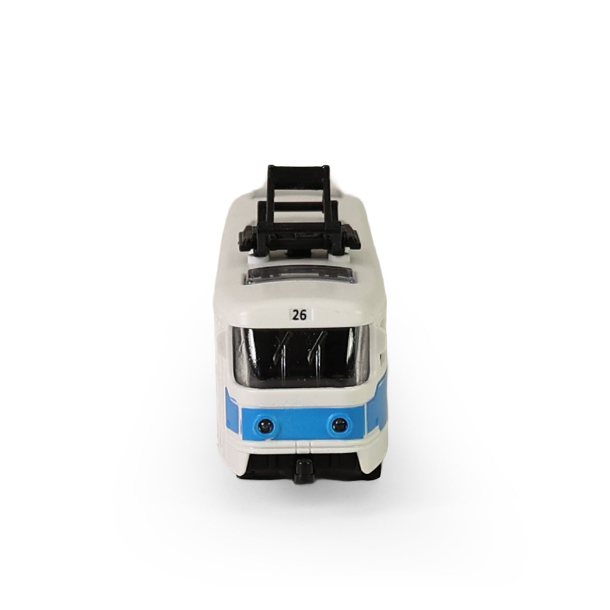 Blue city tram 16 cm with opening doors