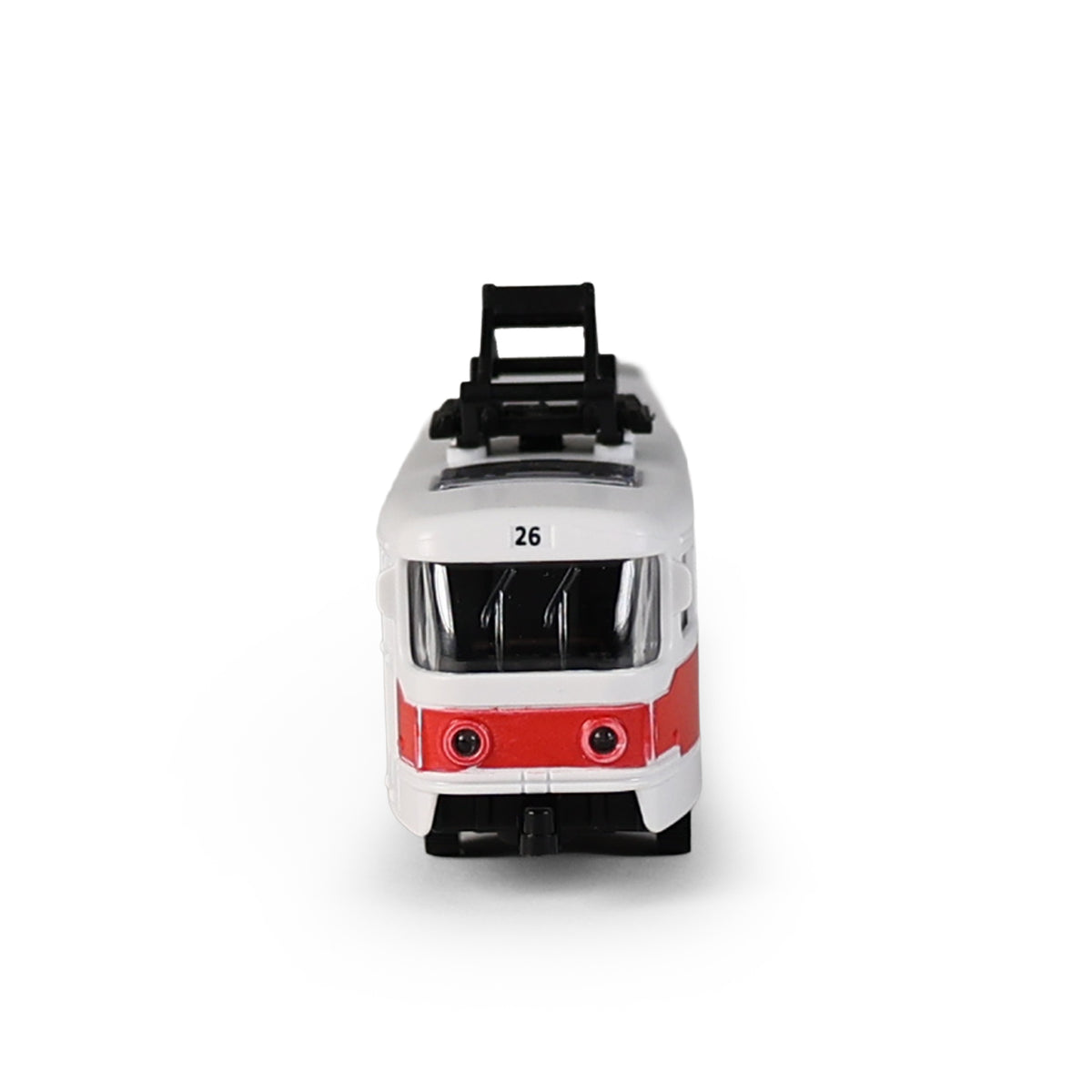 Red city tram 16 cm with opening doors