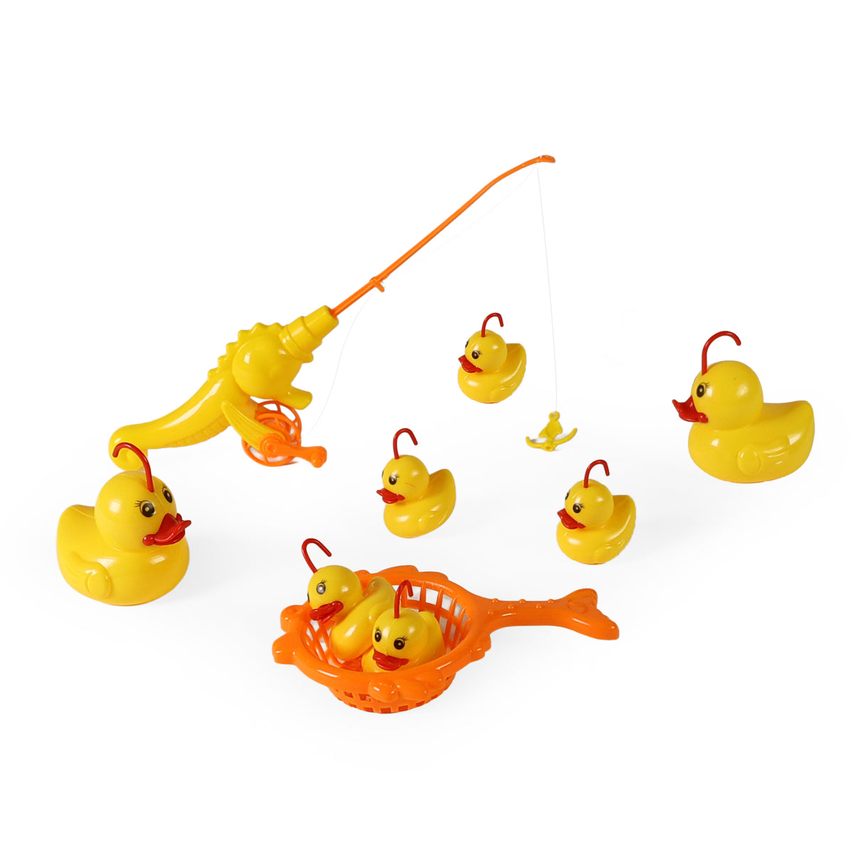 Duck fishing game with rod and net