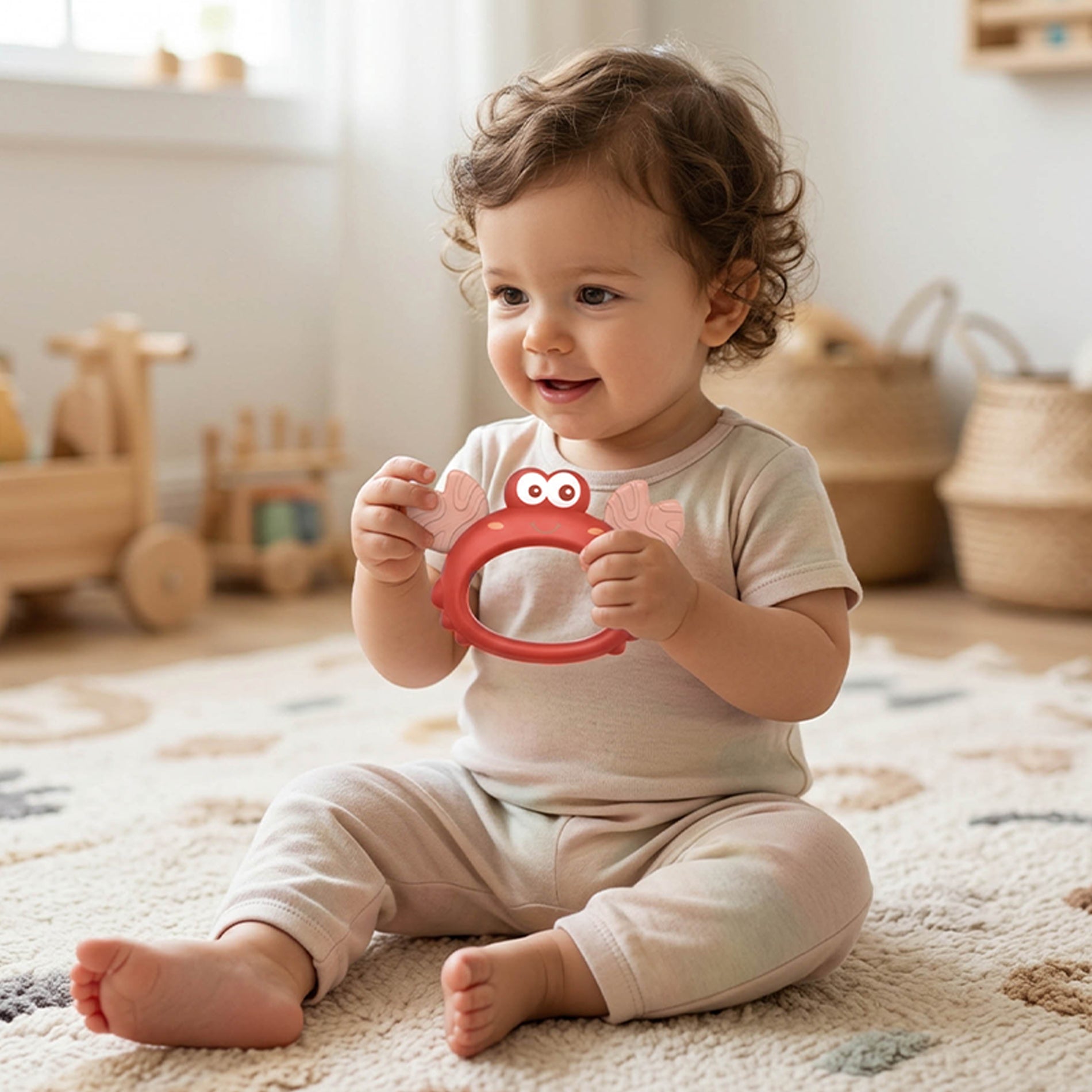 Baby rattle and teether crab