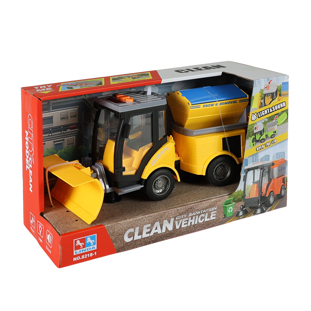 Winter road maintenance vehicle with lights and sounds 27 cm
