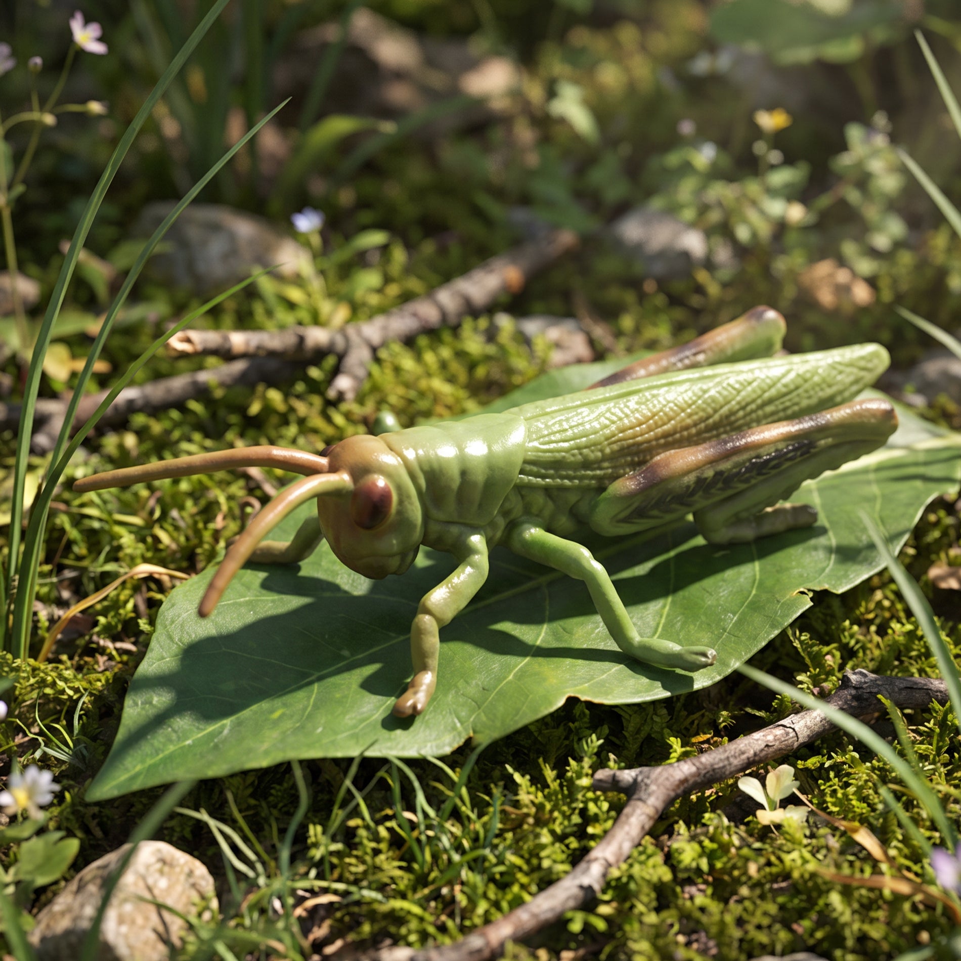 Plastic grasshopper figure 9 cm