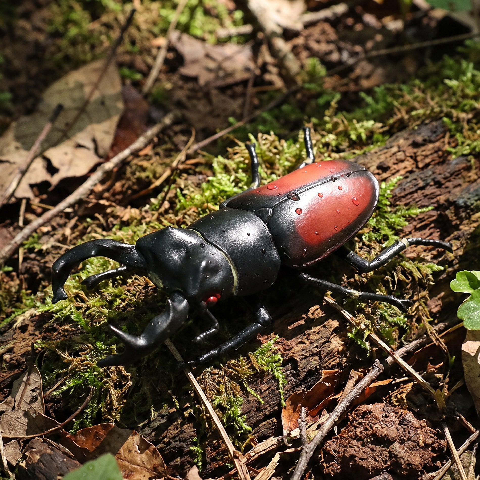 Plastic stag beetle figure 7 cm