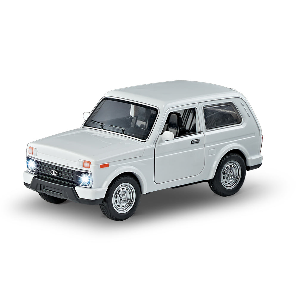 White toy car with lights and sound
