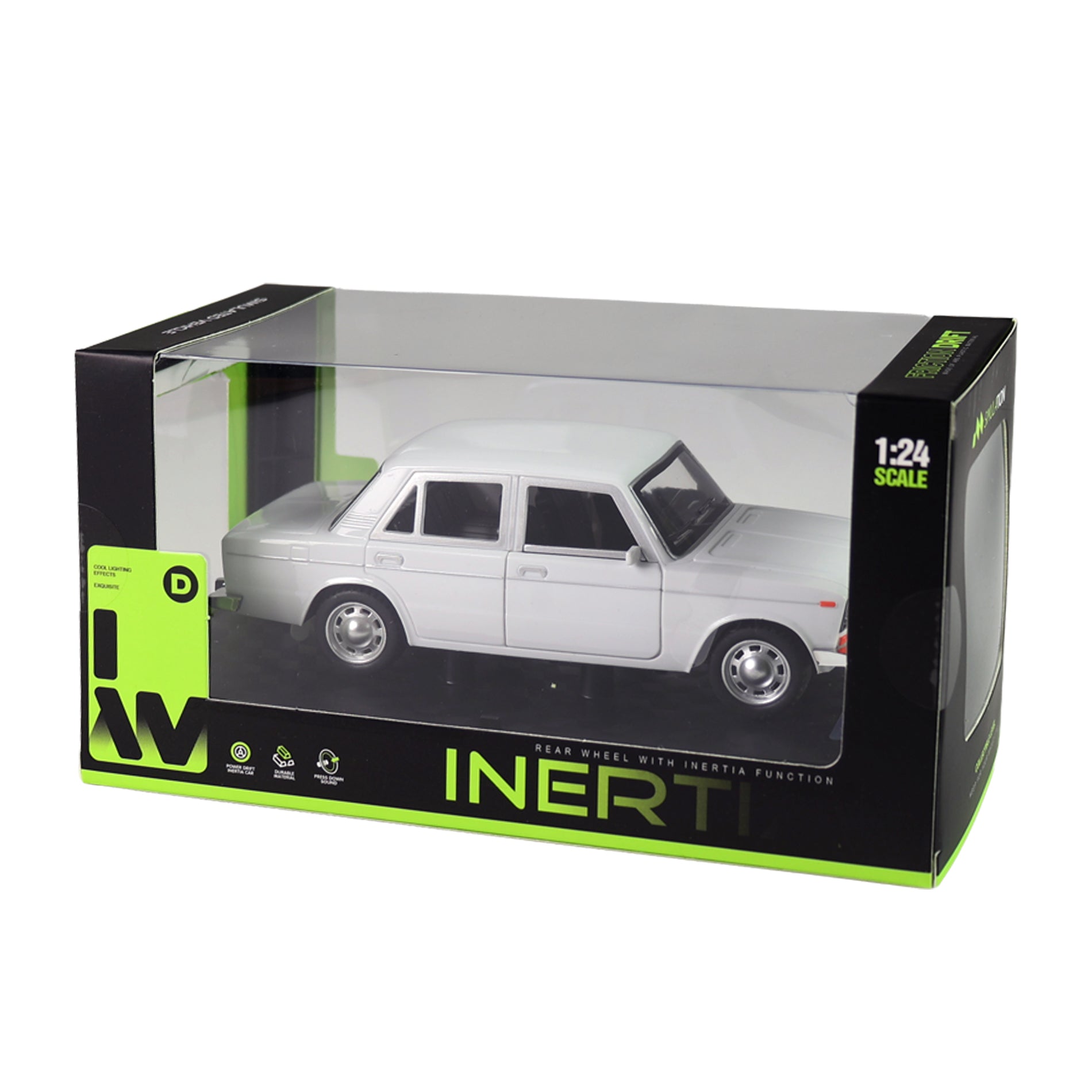 White toy car with sound and lights 18 cm