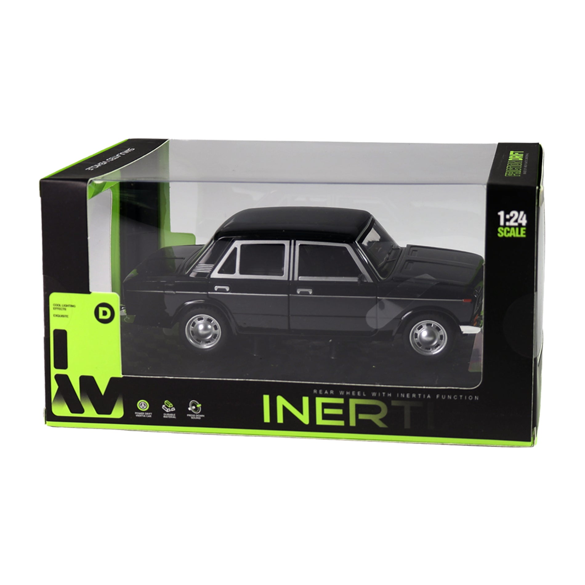 Black toy car with sound and lights 18 cm