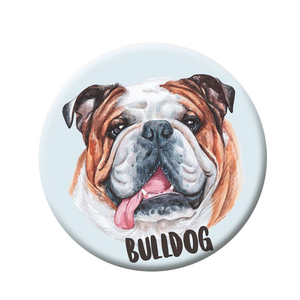 Bulldog Button Badge with Safety Pin, 44 mm