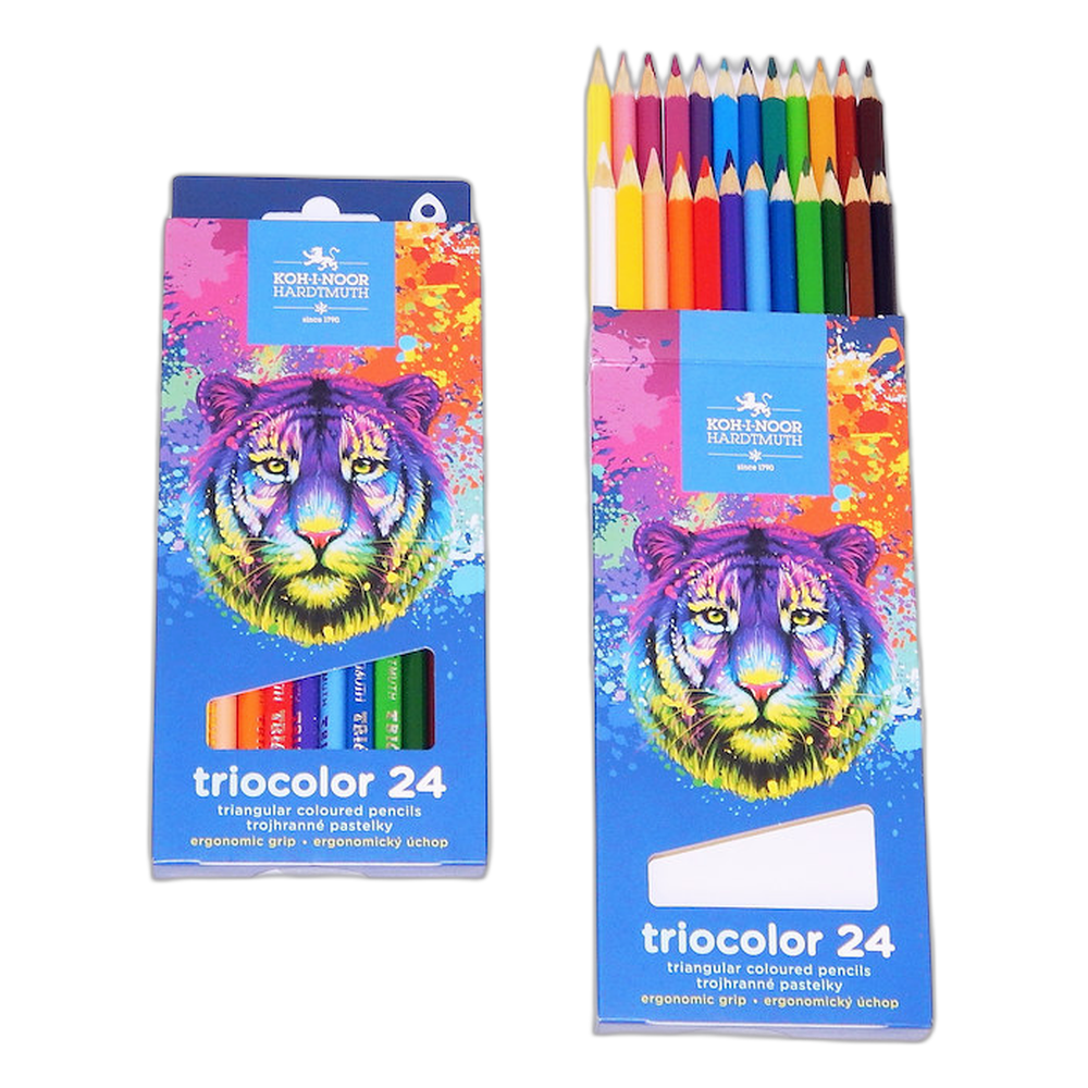 Koh-i-Noor 3134 Thin Triangular Coloured Pencils 24 Tiger