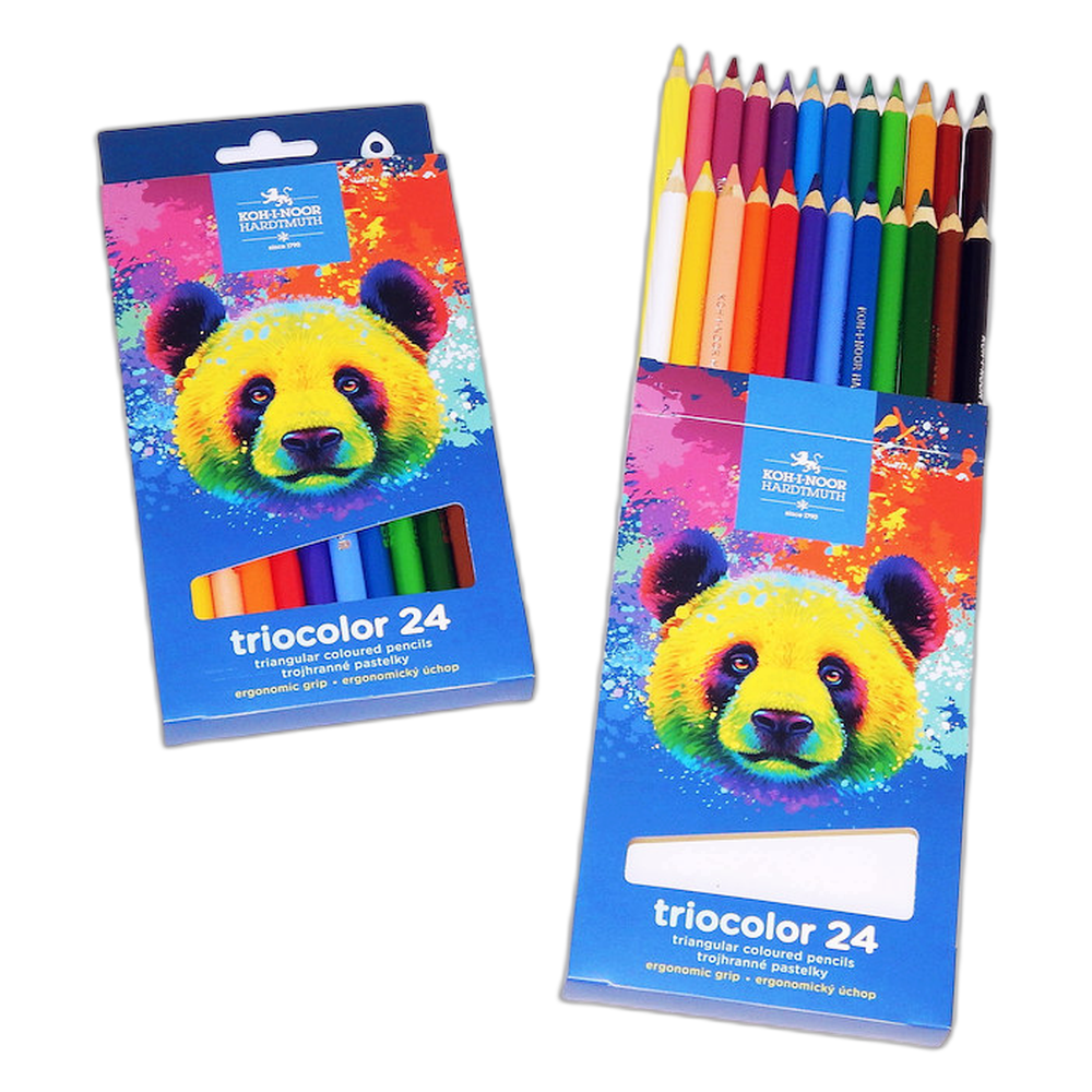 Koh-i-Noor Triocolor Triangular Coloured Pencils 24 Panda