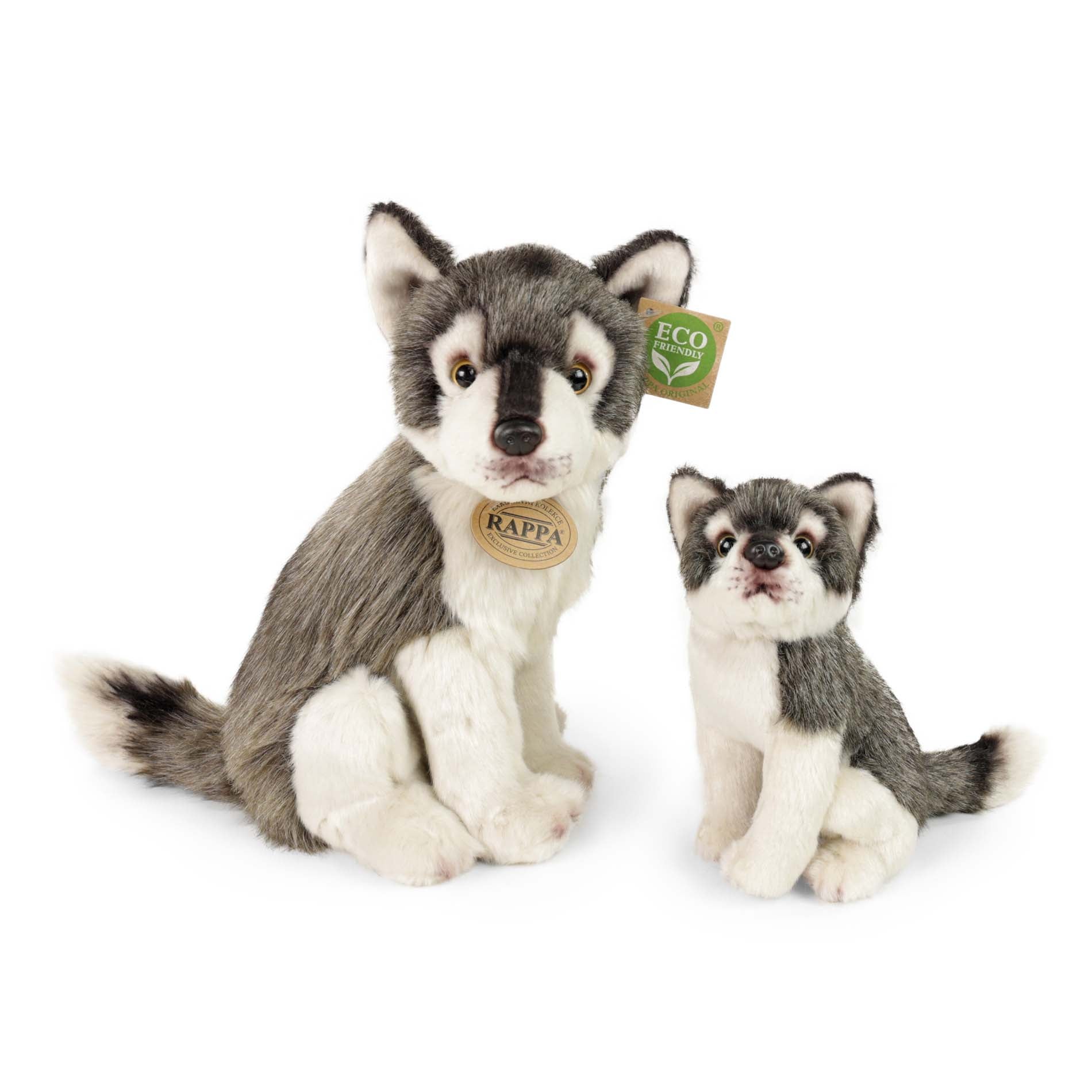 Eco-friendly plush wolf with cub 27 cm