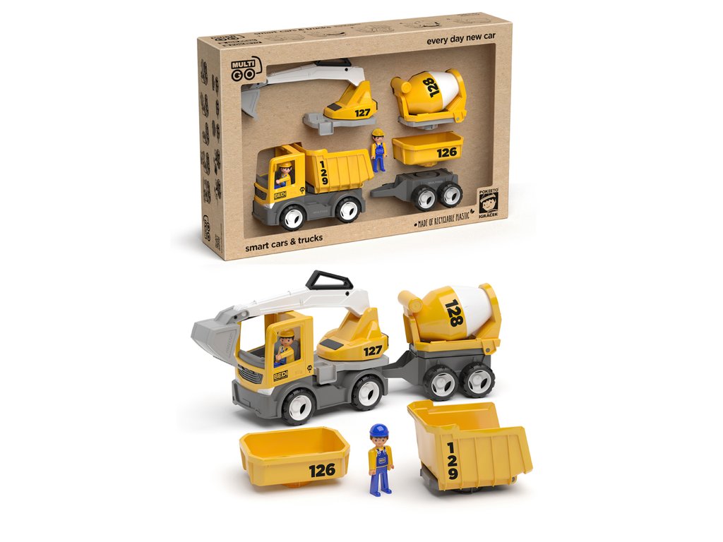 ECO MultiGO Build set - figurky Igráčků stavbařů s auty