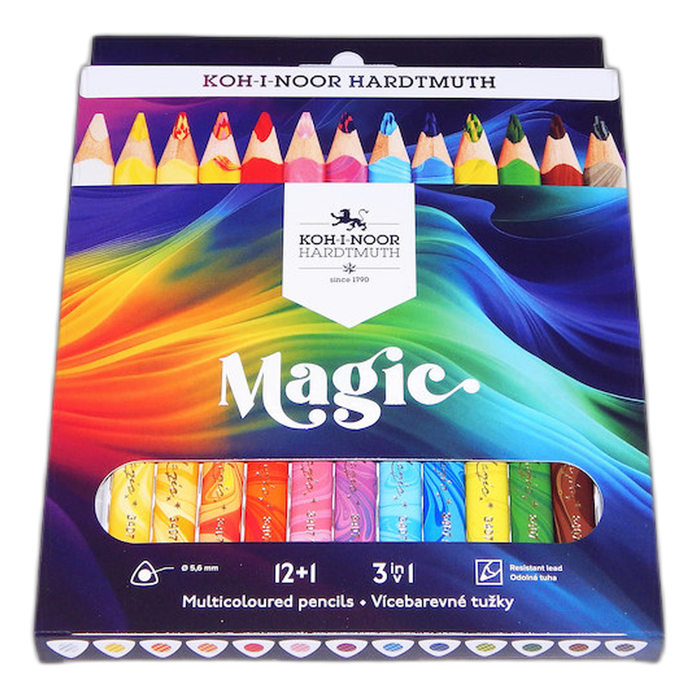 Koh-i-Noor Magic 3408 Triangular Coloured Pencils FSC Set of 12 Plus 1