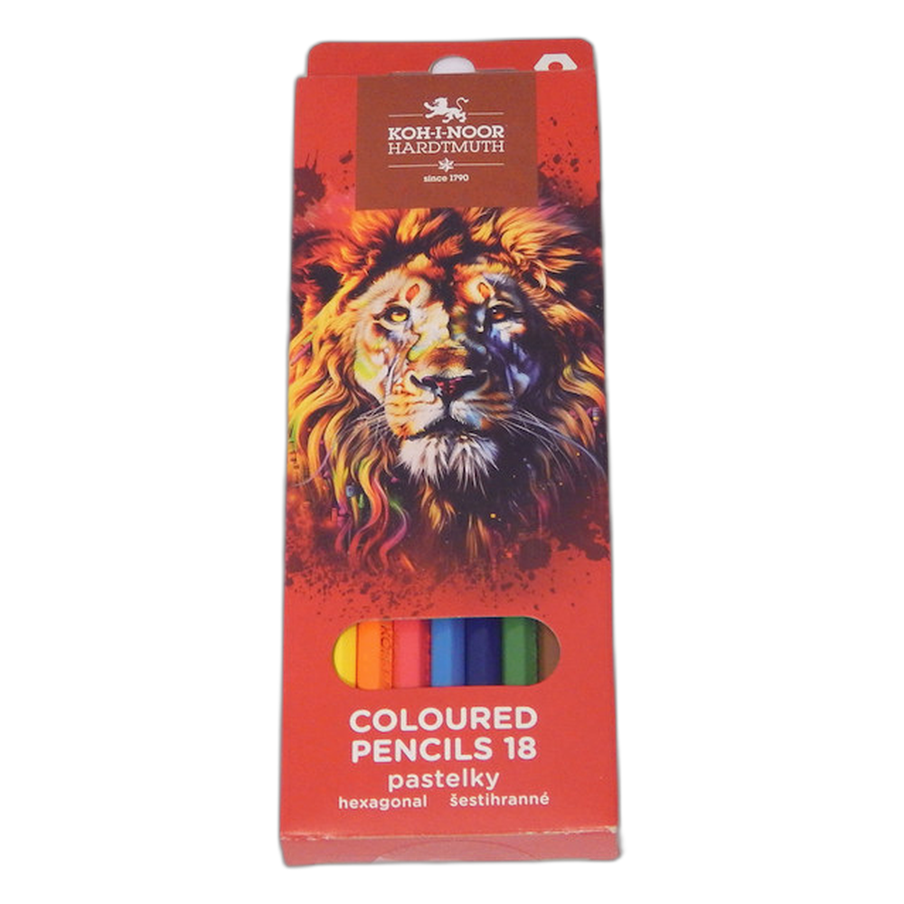 Koh-i-Noor 3553 Long Coloured Pencils 18 Red Lion