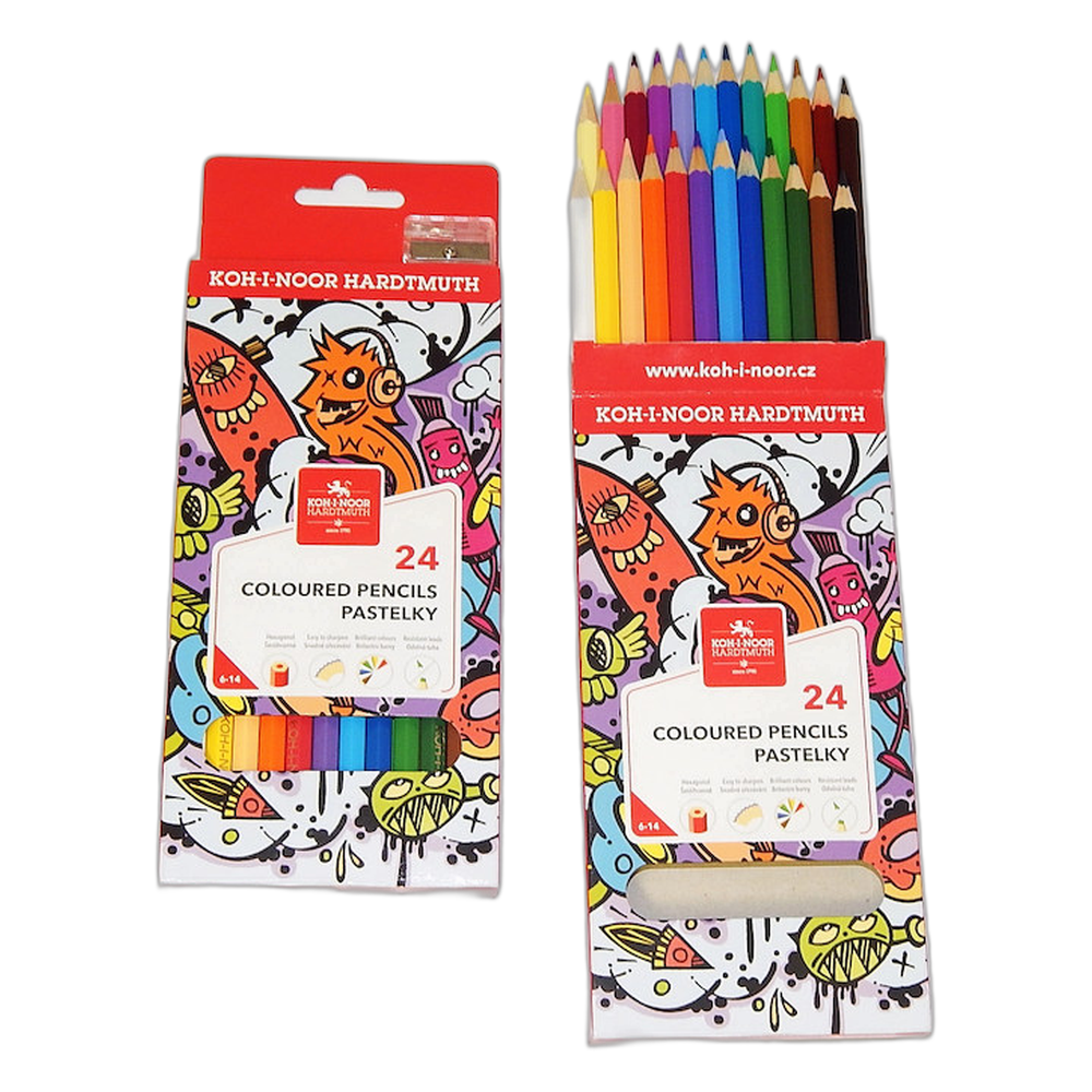 Koh-i-Noor 3554 Long Coloured Pencils 24 Teenage