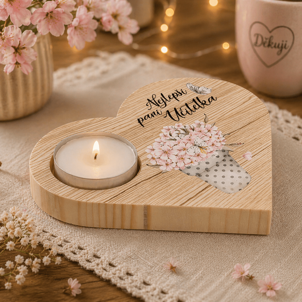 Wooden Decorative Candle Holder – Best Teacher