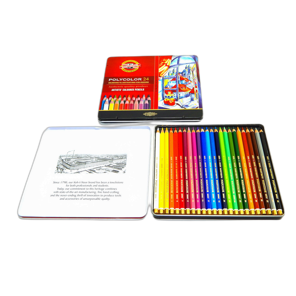 Koh-i-Noor Polycolor Artist Coloured Pencils 24 in Tin
