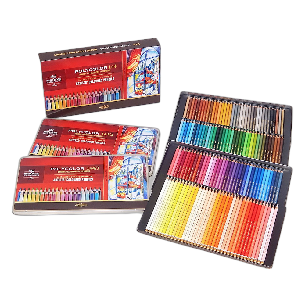 Koh-i-Noor Polycolor Artist Coloured Pencils 144 in Tin