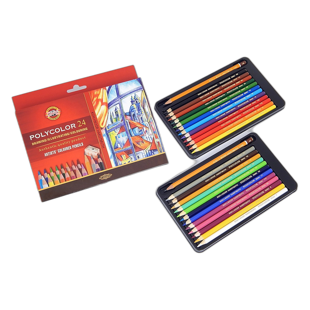 Koh-i-Noor Polycolor Artist Pencils 24 Set with Sharpener