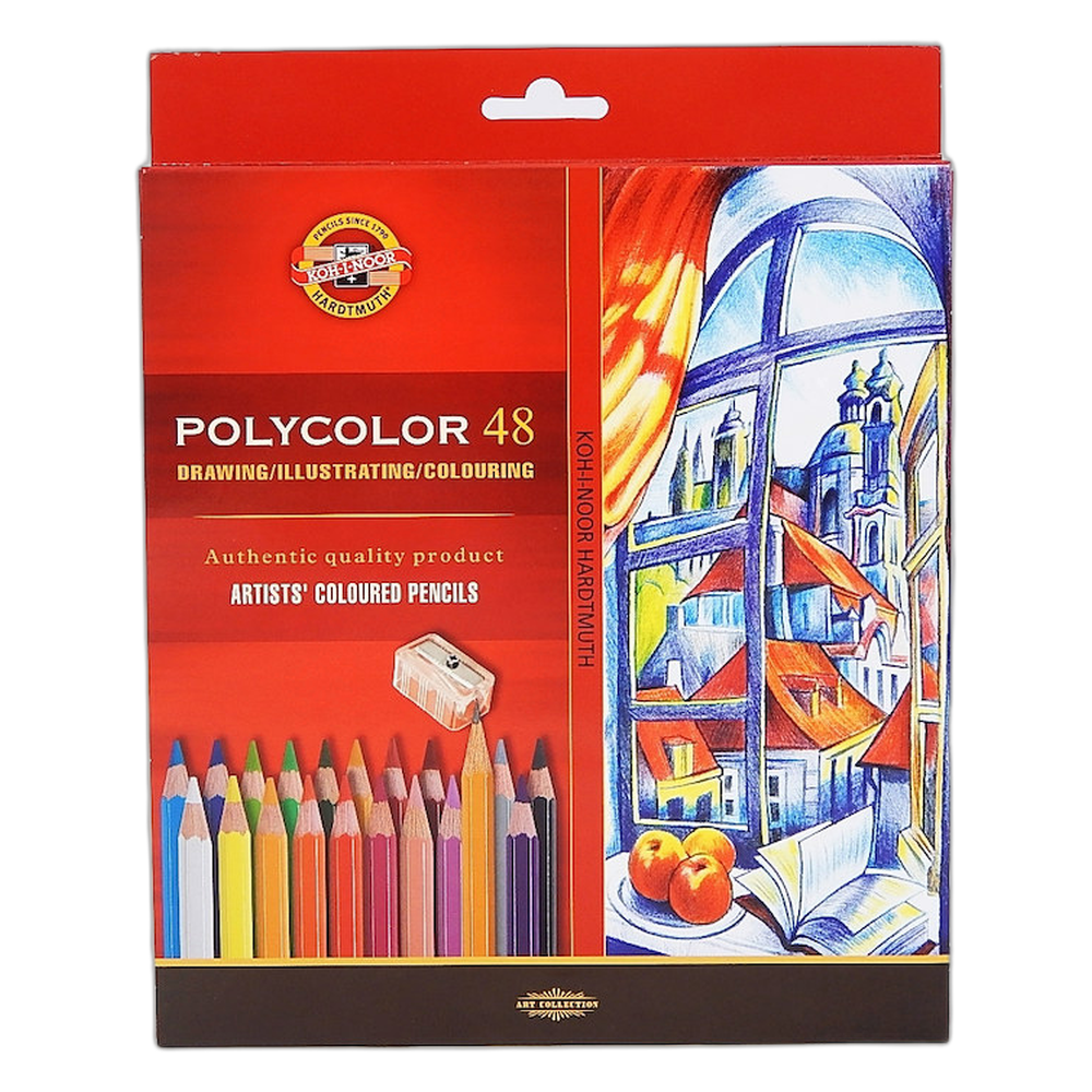 Koh-i-Noor Polycolor Artist Pencils 48 Set with Sharpener