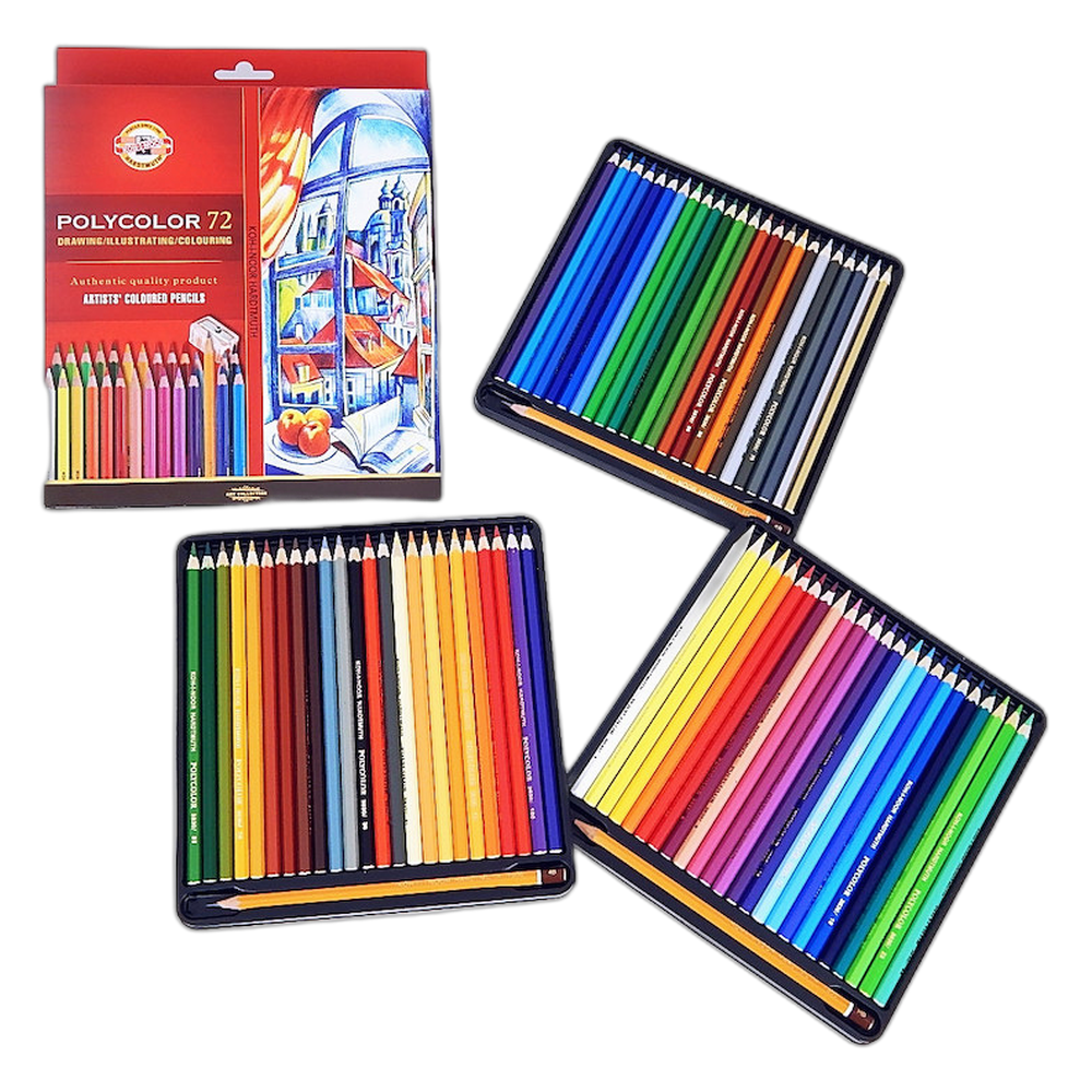 Koh-i-Noor Polycolor Artist Pencils 72 Set with Sharpeners