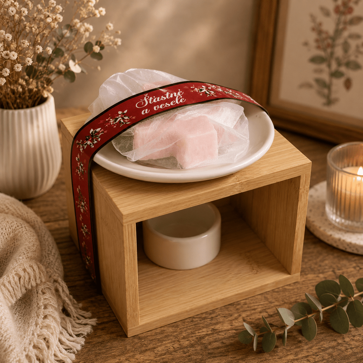 Christmas Aroma Lamp with Tree-Shaped Scented Wax – Merry Christmas