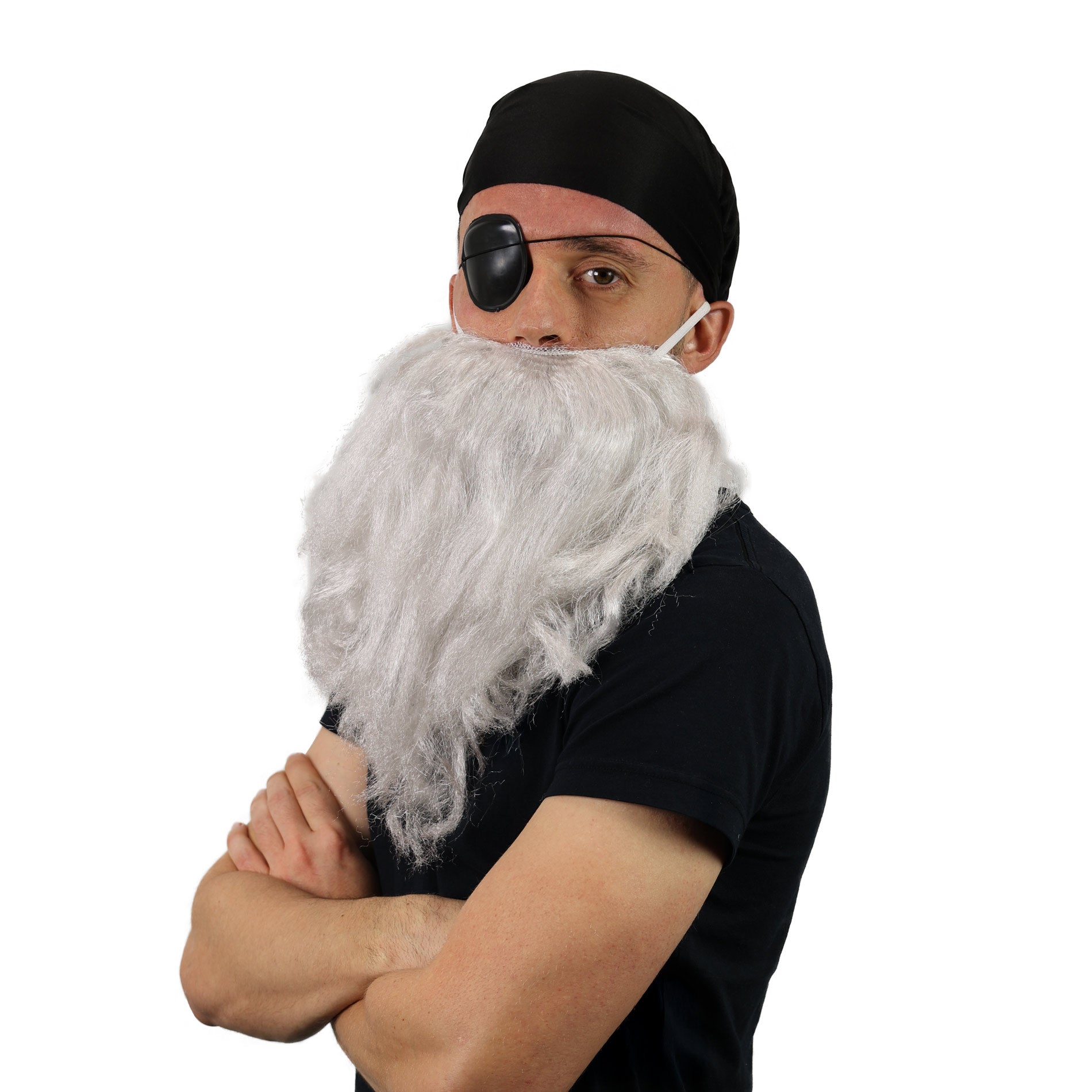Pirate beard with scarf and eyepatch