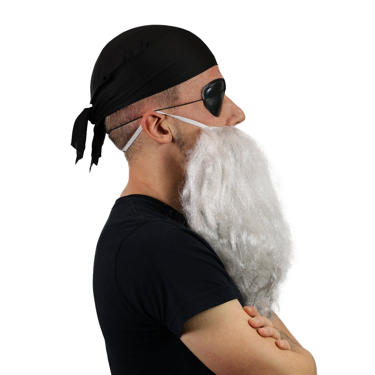 Pirate beard with scarf and eyepatch