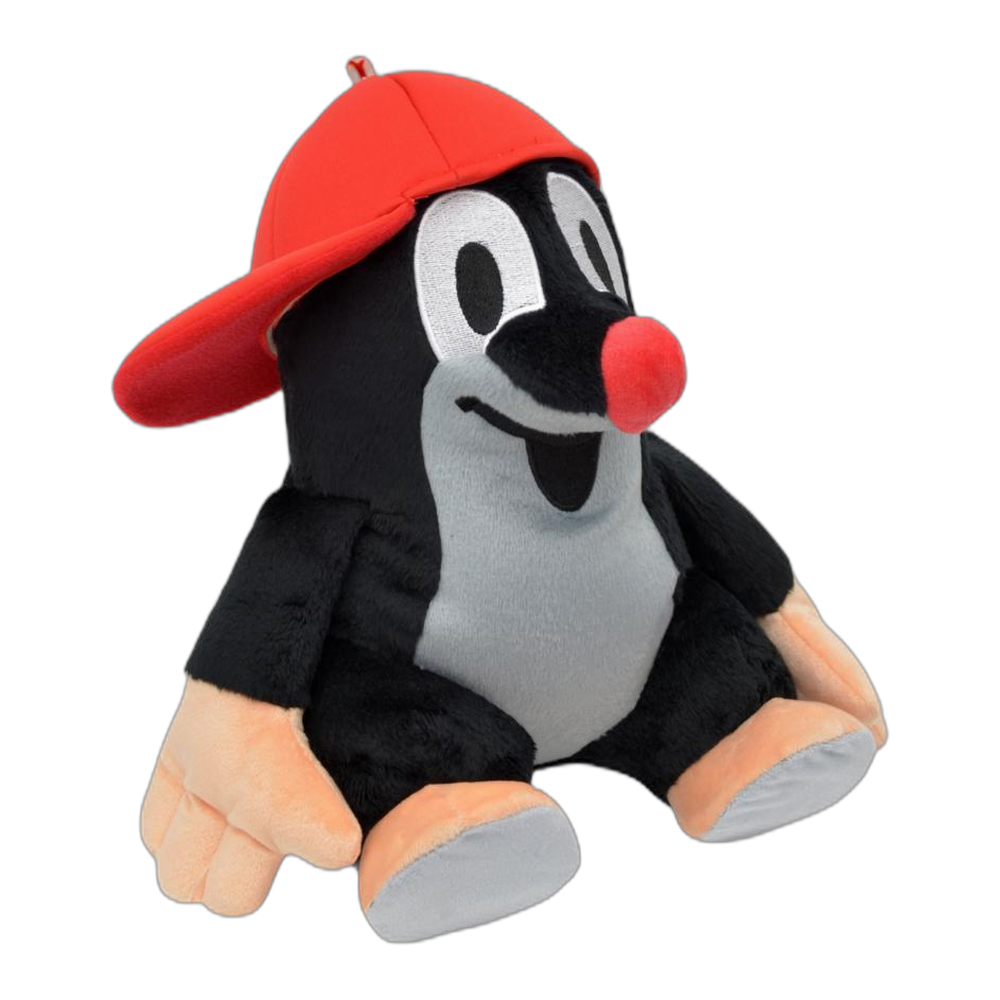 Little Mole 31 cm plush toy, red cap, sitting