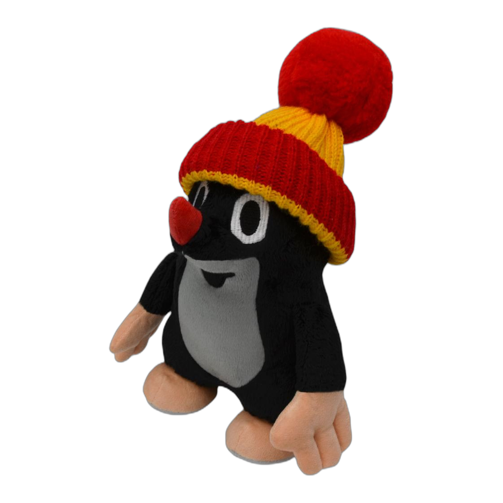 Little Mole 24 cm plush toy, red-yellow knitted hat