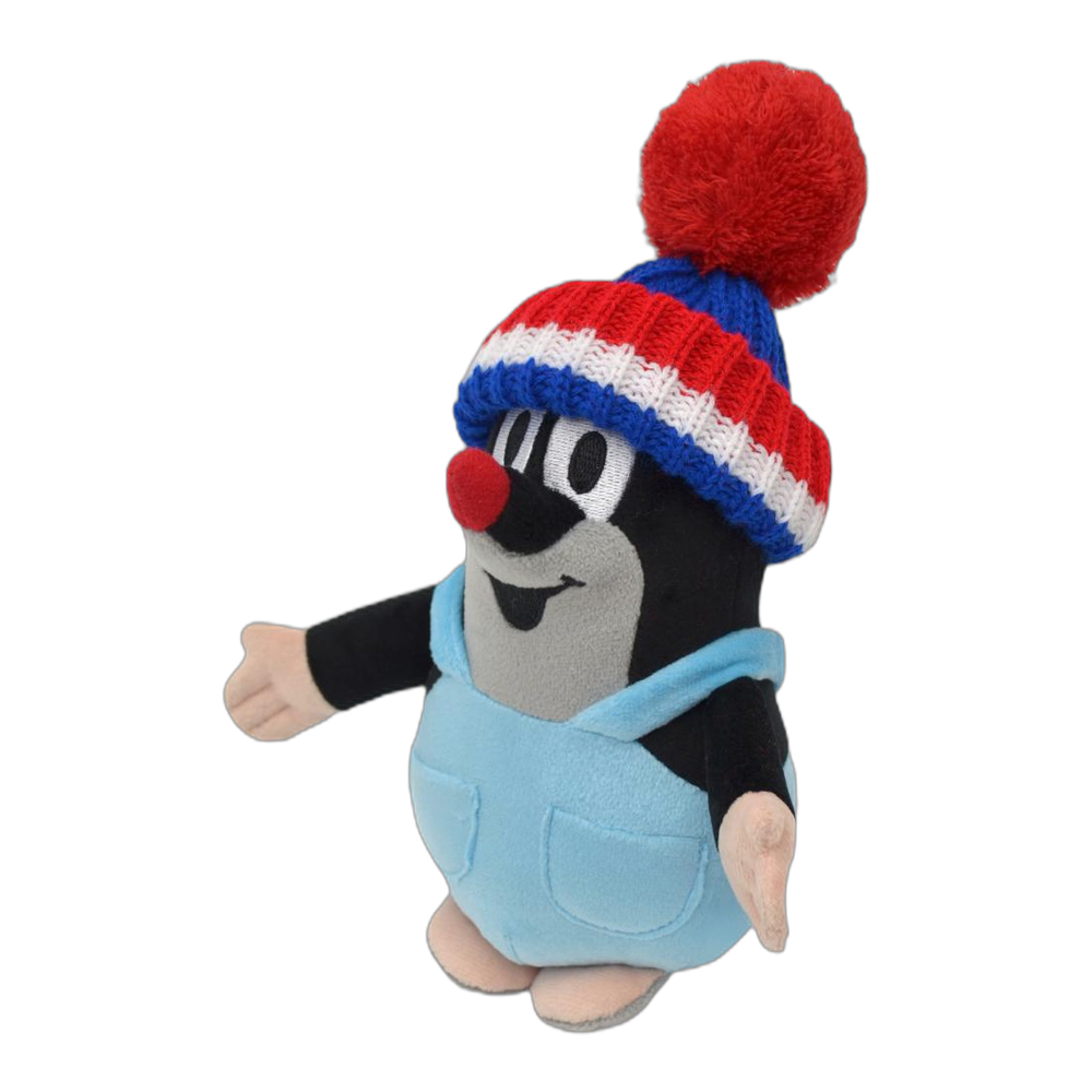 Little Mole 20 cm plush toy, blue knitted hat, trousers
