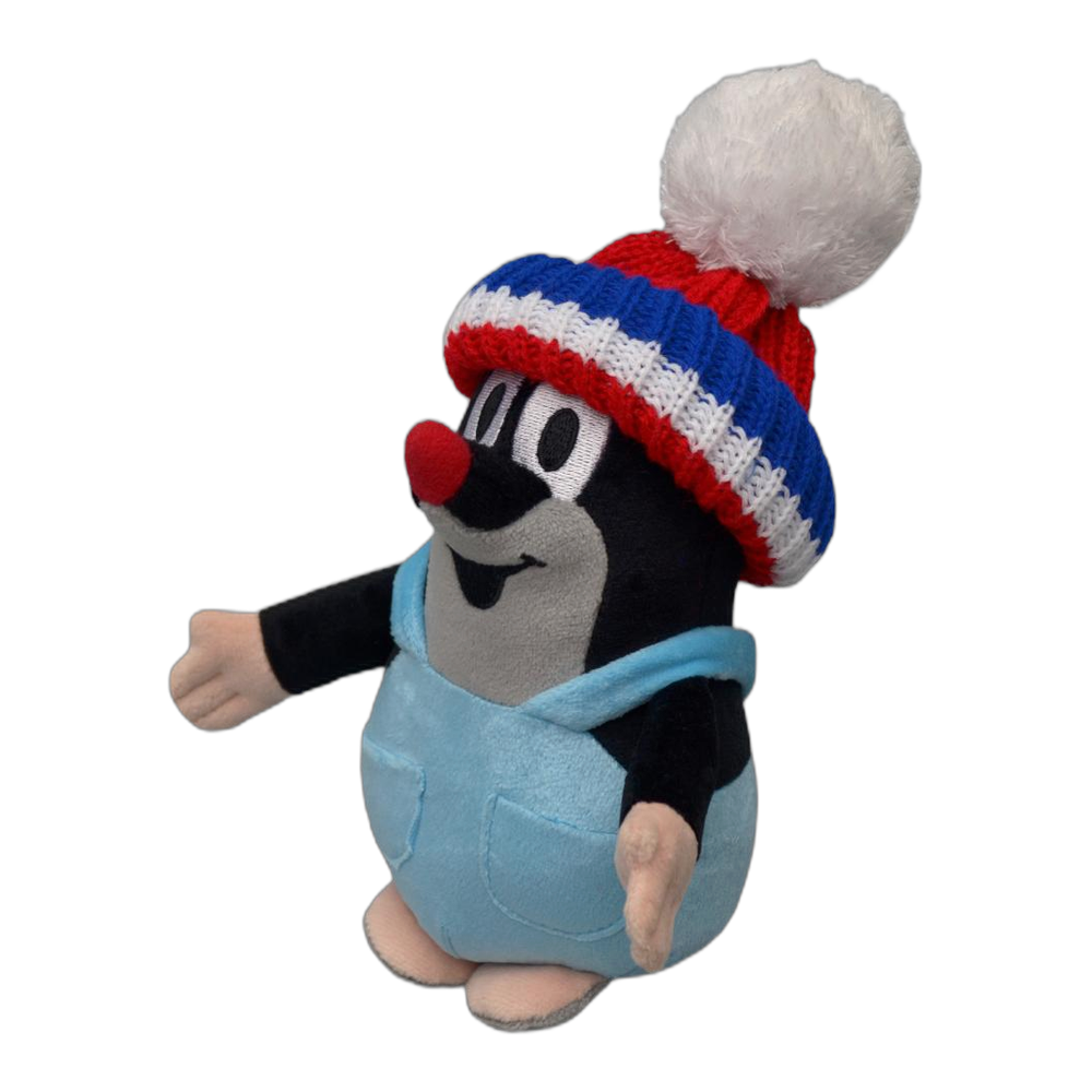 Little Mole 20 cm plush toy, red tricolour knitted hat, trousers