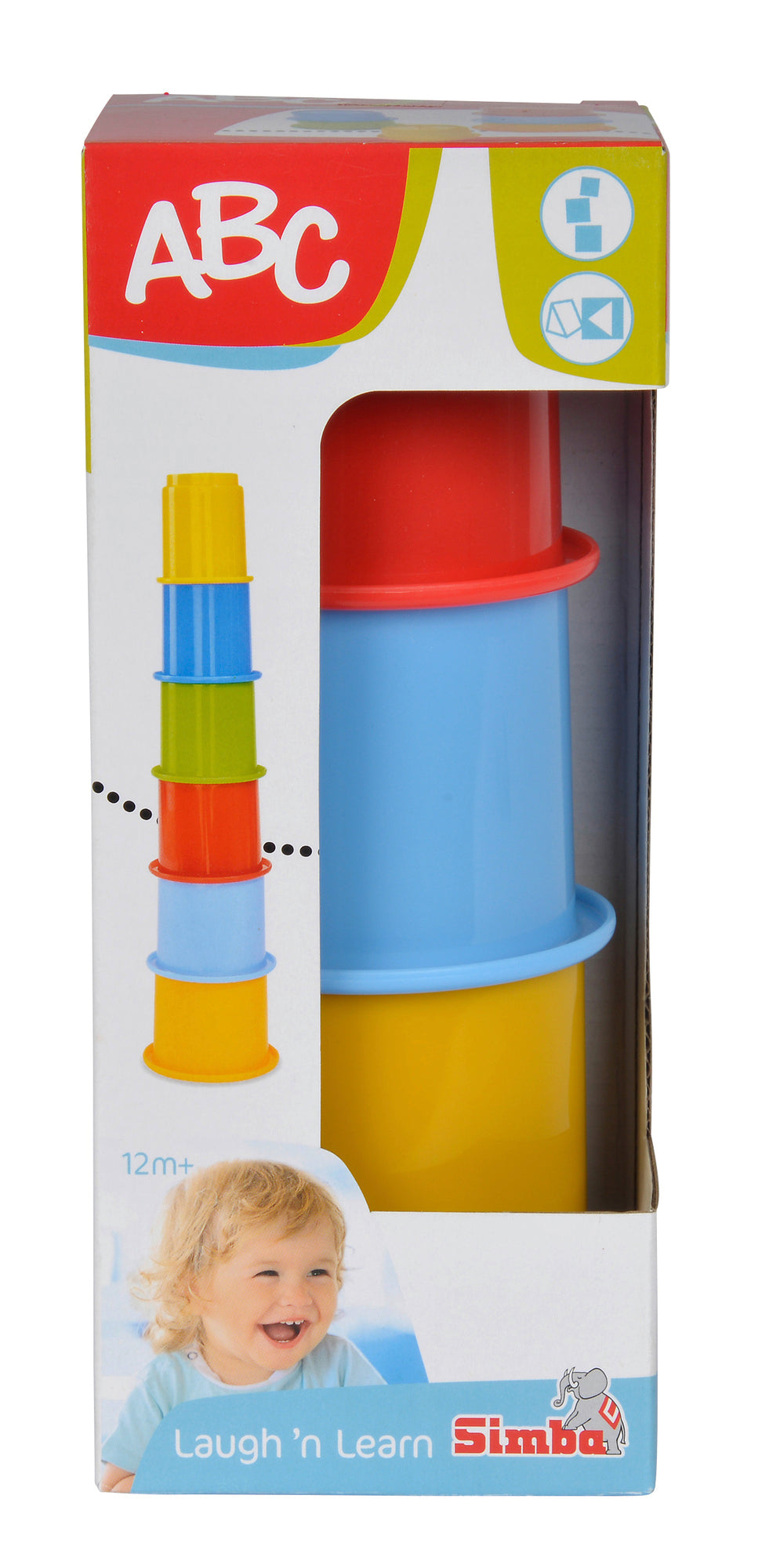 Colourful plastic stacking cups pyramid 6 pcs