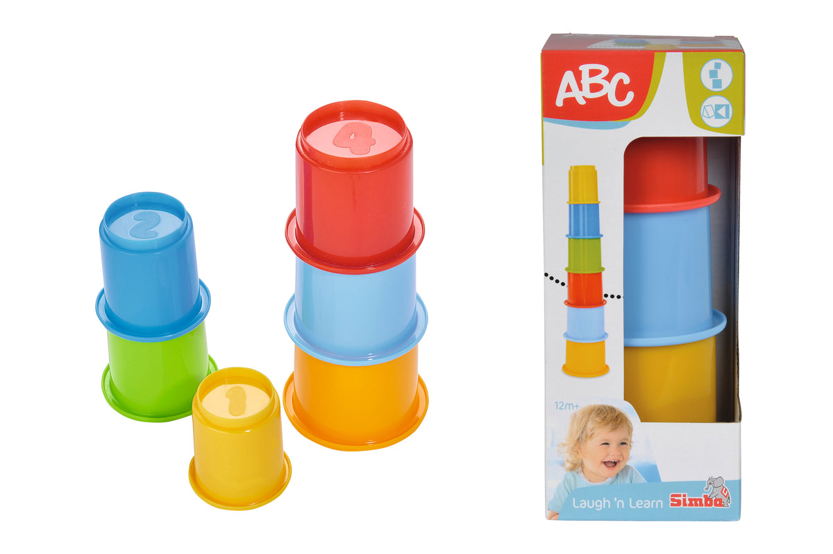 Colourful plastic stacking cups pyramid 6 pcs