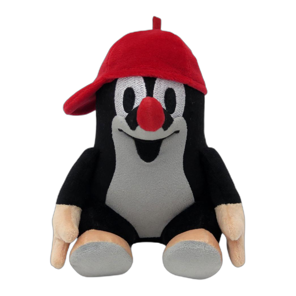 Little Mole 16 cm plush toy, red cap, sitting