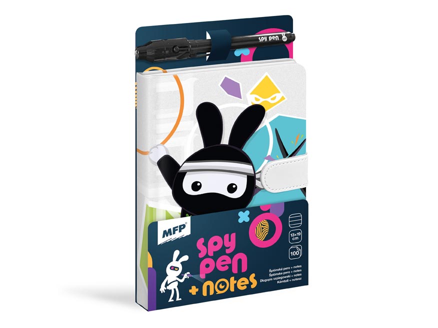 SPY NOTES Magnetic Notebook with Invisible Ink Pen, Black