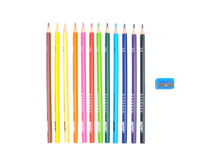 Scented triangular coloured pencils 12 pcs with sharpener