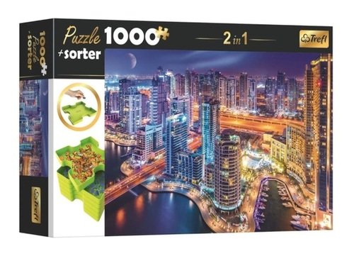 Puzzle s třídičem 2v1: Noční Dubaj 1000 dílků