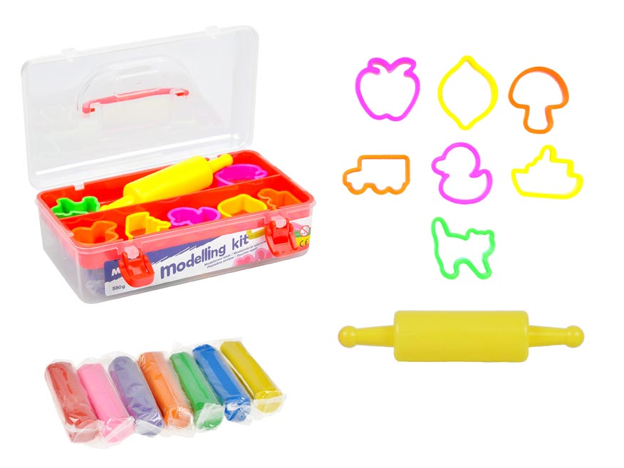 Modelling clay set 7 colours 550 g with tools