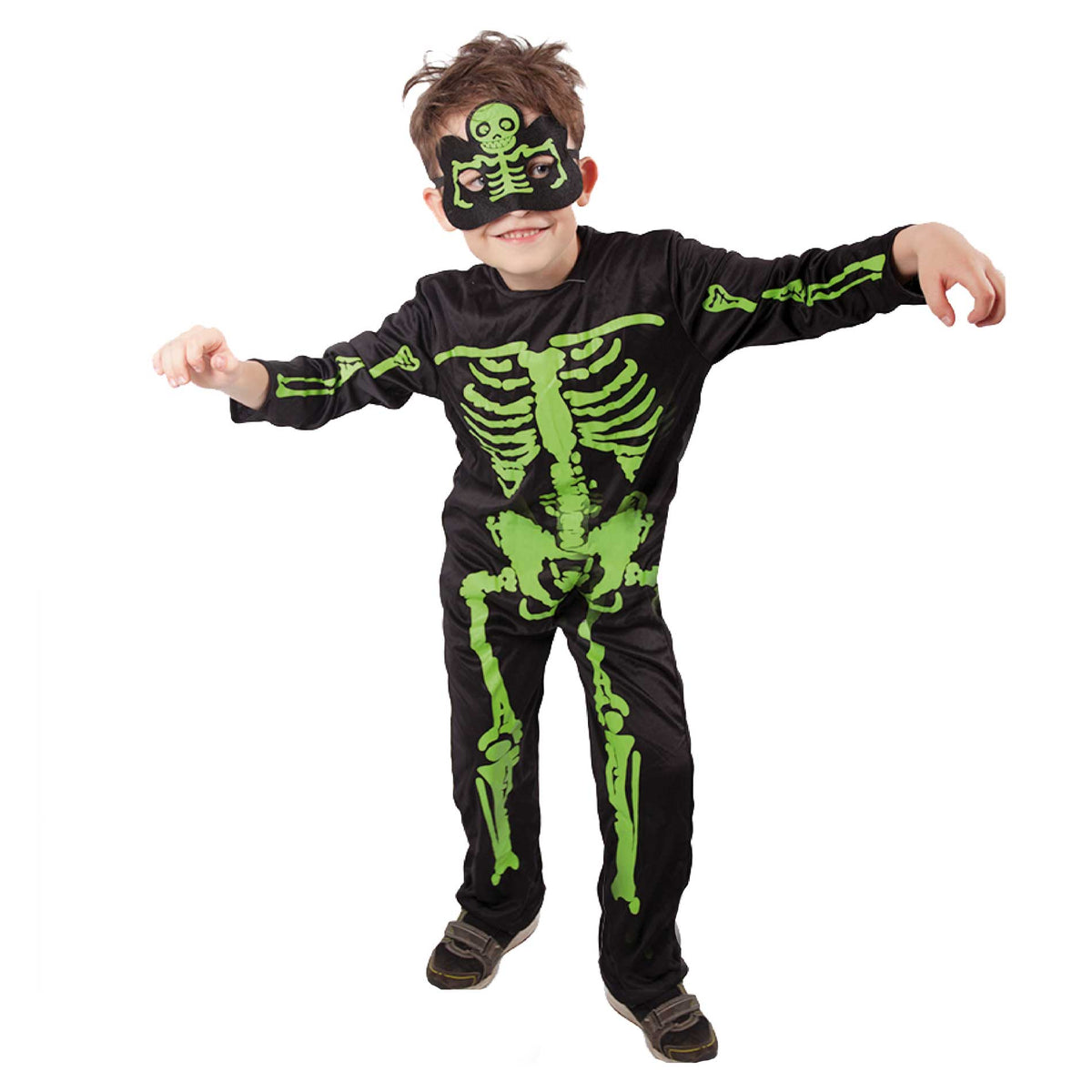 Children's neon skeleton costume size S