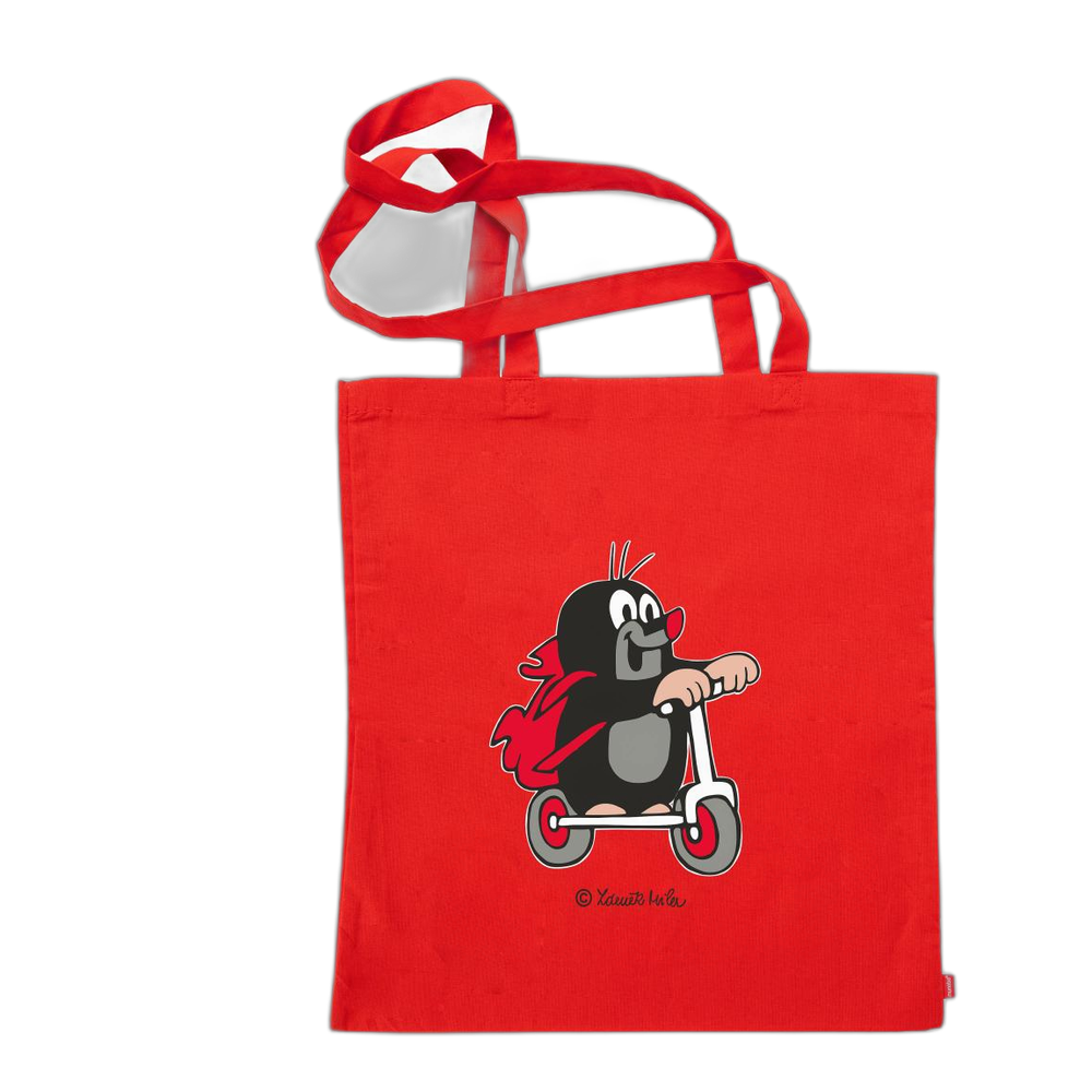 Little Mole tote bag 42×38 cm, red, scooter