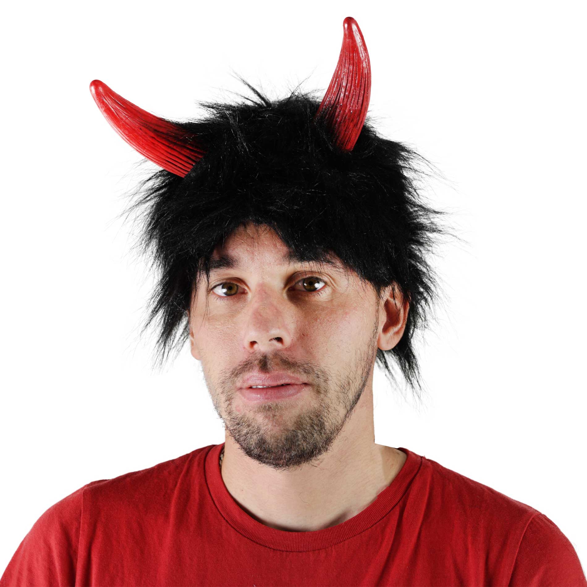 Black devil wig with horns