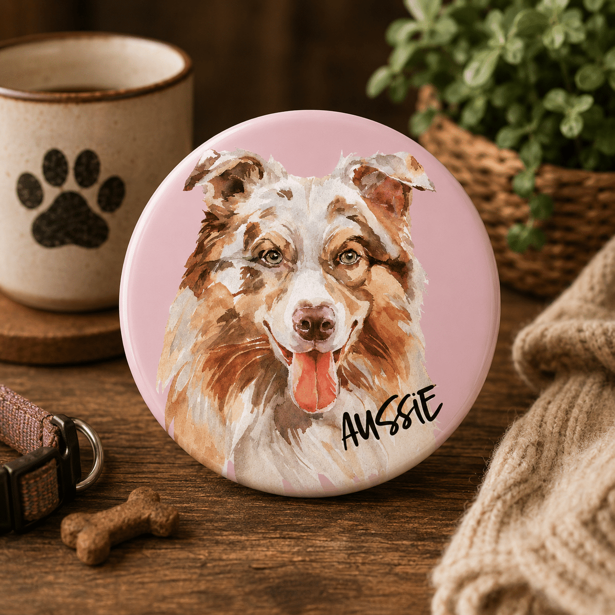 Aussie Dog Breed Pin-Back Button
