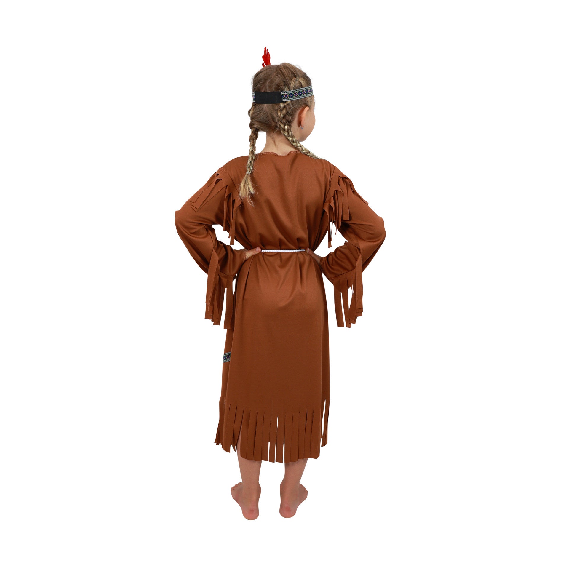 Children's Indian Girl Costume with Feather Headband (M)