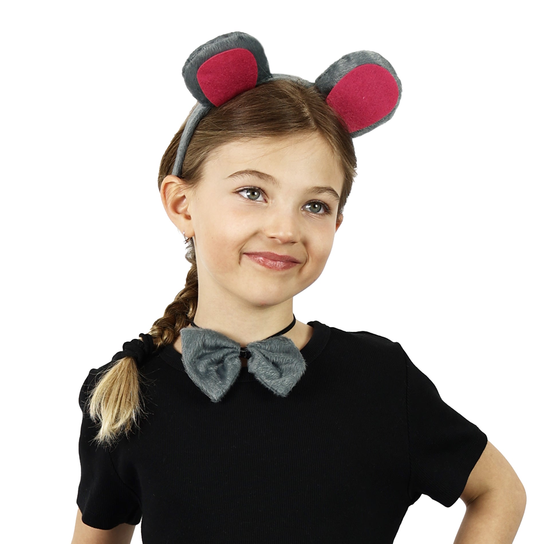Mouse costume accessories set with tail, bow tie and headband