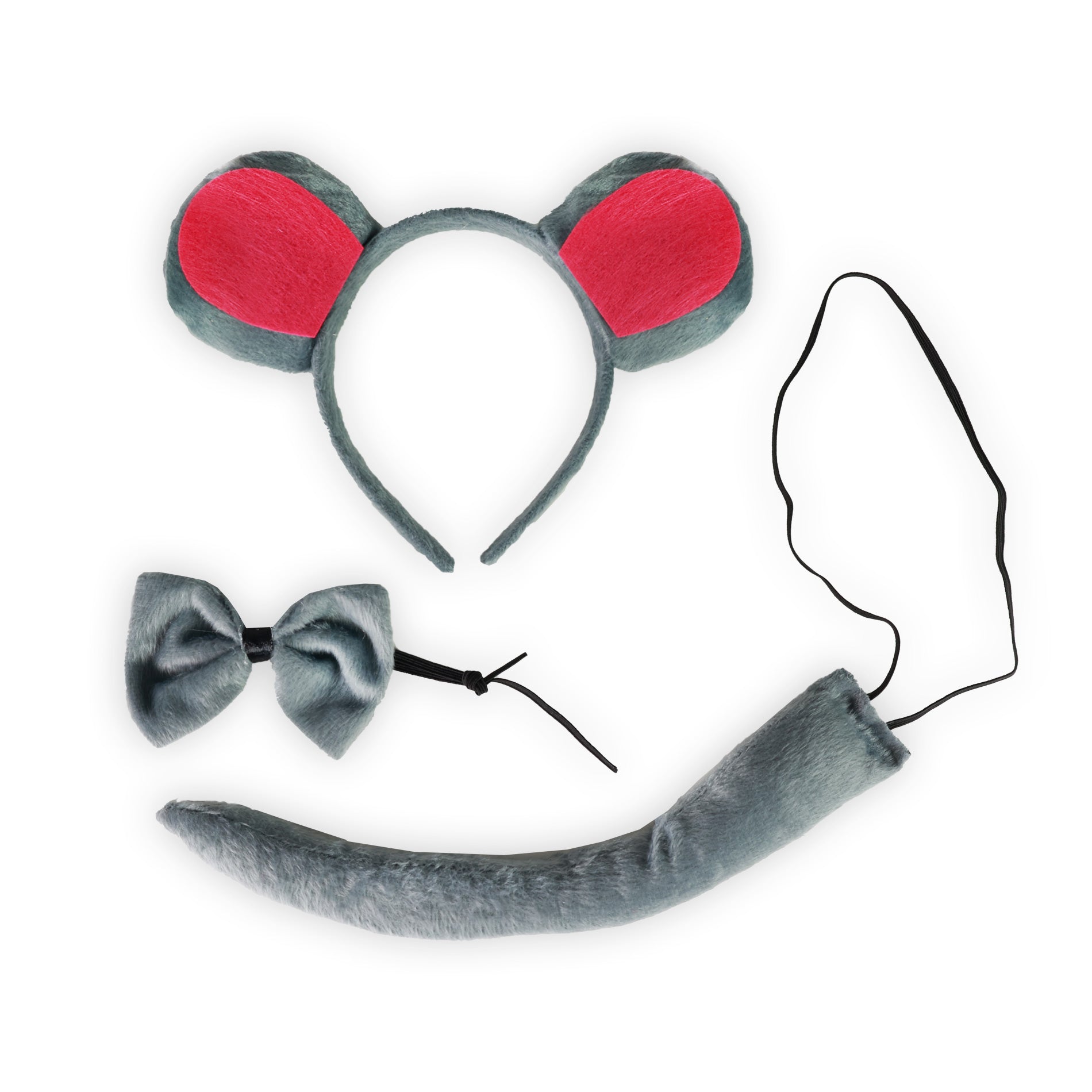 Mouse costume accessories set with tail, bow tie and headband