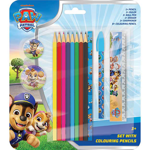 Paw Patrol coloured pencil and stationery set