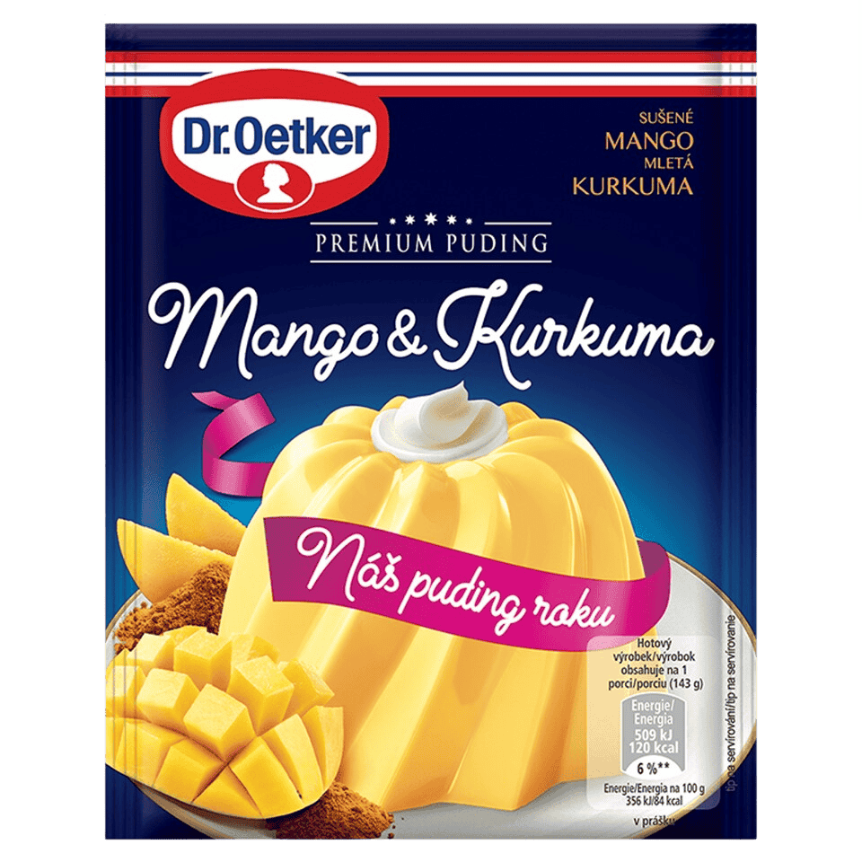 Dr.Oetker Premium Pudding – Mango & Turmeric Flavor / Premiovy pudink mango a kurkuma